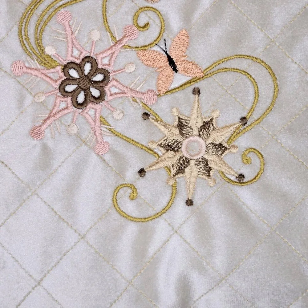 VTG Velour Embroidered Butterfly Decorative Pillow Brown Lace 20 Inches‎ 70s 80s